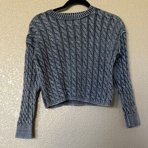 Girls Charcoal Chunky Cable Knit Sweater